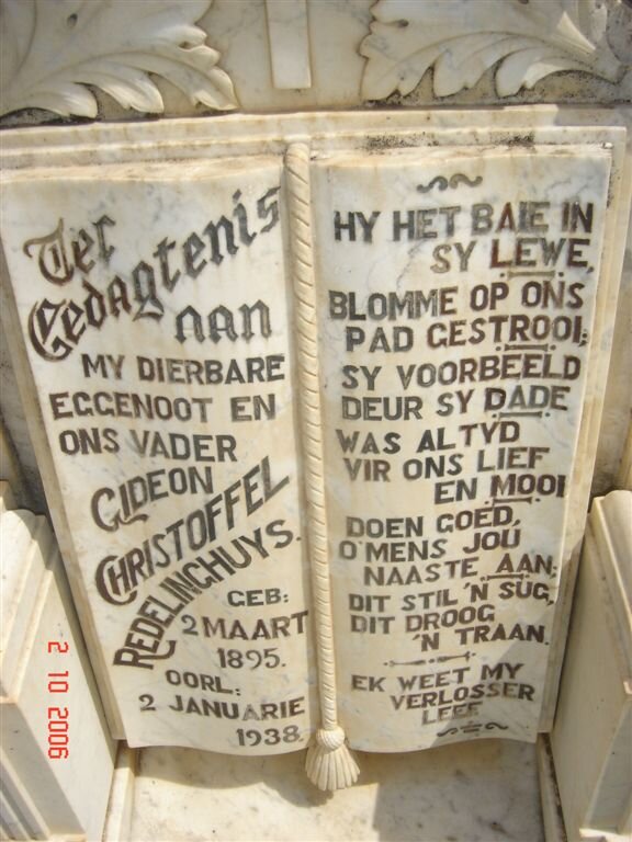 REDELINGHUYS Gideon Christoffel 1895-1938