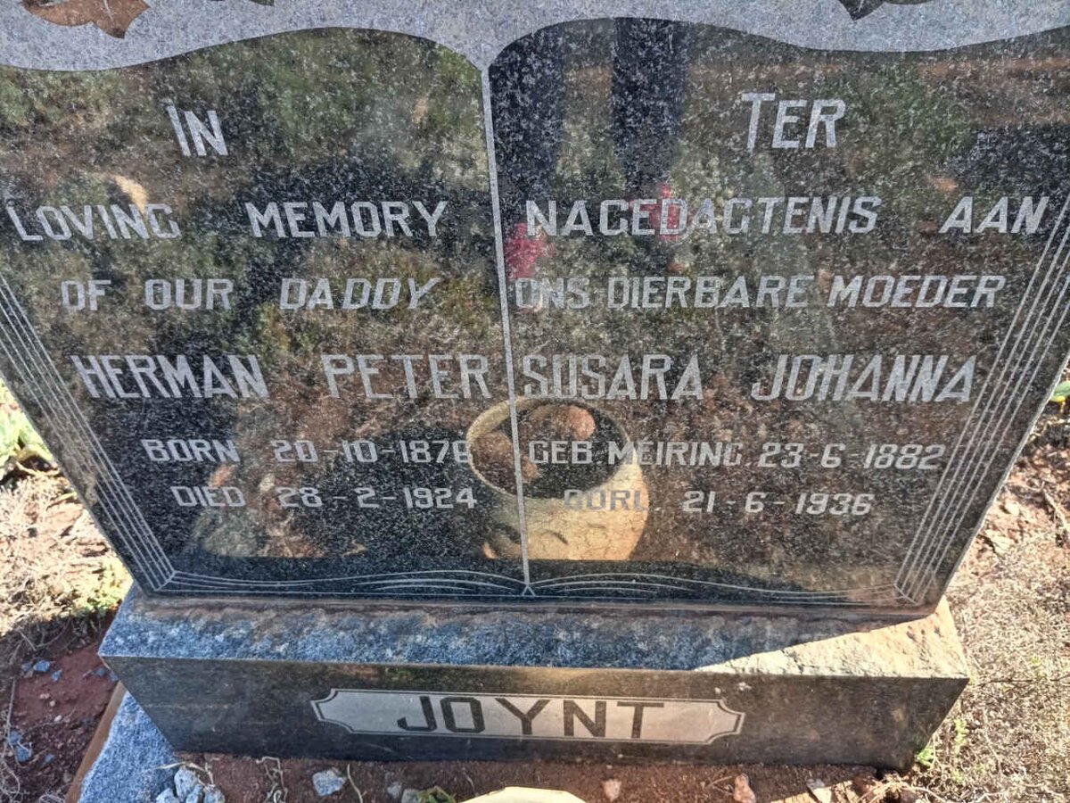 JOYNT Herman Peter 1876-1924 & Susara Johanna MEIRING 1882-1936