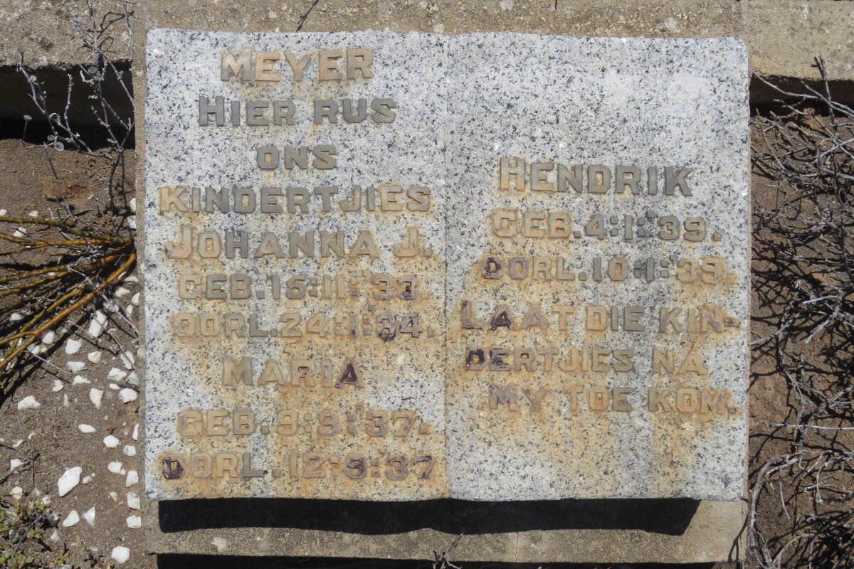 MEYER Johanna J. 1933-1934 :: MEYER Maria 1937-1937 :: MEYER Hendrik 1939-1939