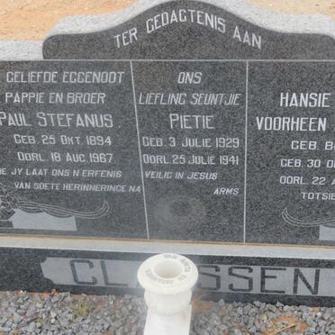 CLAASSEN Paul Stefanus 1894-1967 &amp; Hansie CALITZ nee BOTHA 1902-1986 :: CLAASSEN Pietie 1929-1941