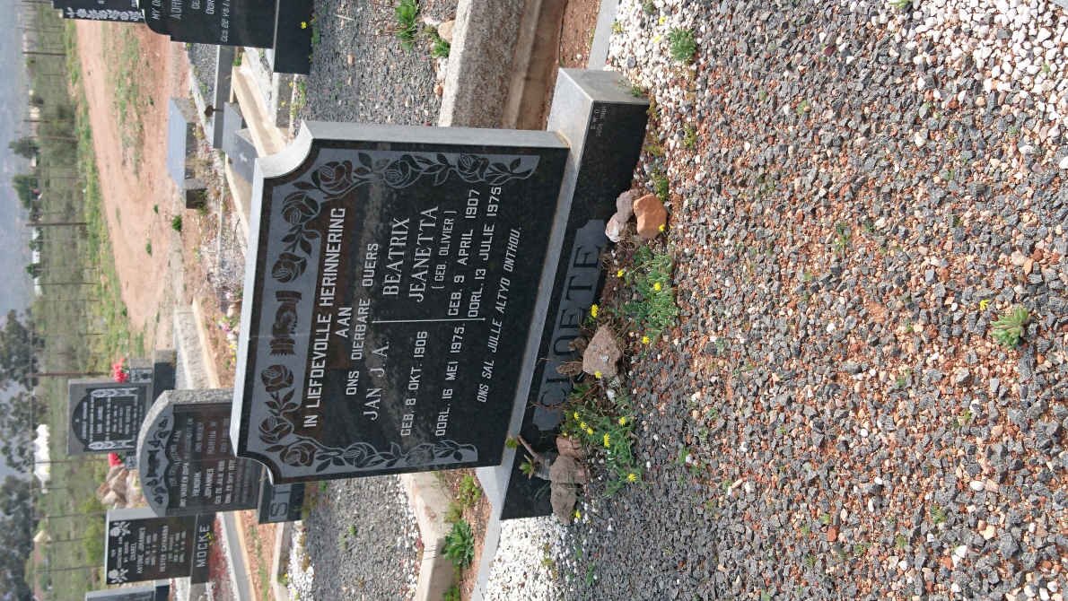 CLOETE Jan J.A. 1906-1975 &amp; Beatrix Jeanetta OLIVIER 1907-1975