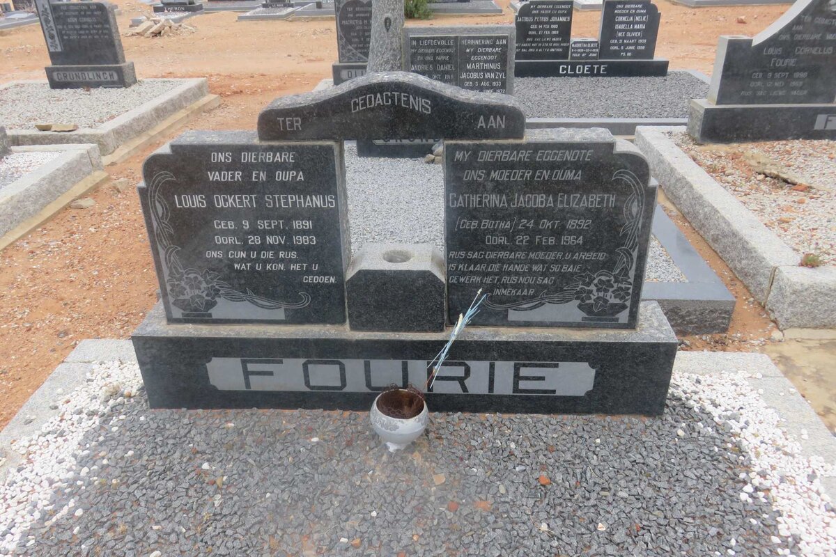 FOURIE Louis Ockert Stephanus 1891-1983 &amp; Catherina Jacoba Elizabeth BOTHA 1892-1964