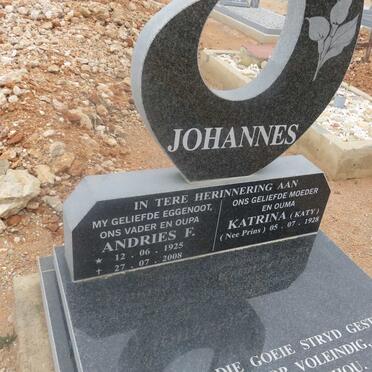 JOHANNES Andries F. 1925-2008 &amp; Katrina PRINS 1928-