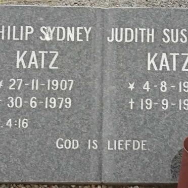 KATZ Philip Sydney 1907-1979 &amp; Judith Susarah 1902-1990