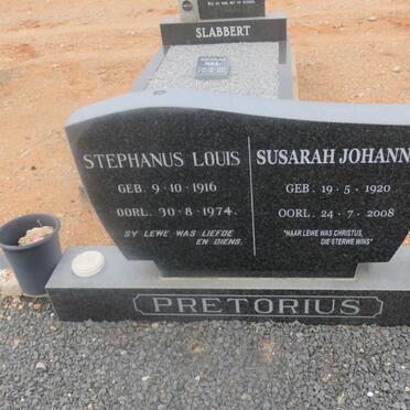PRETORIUS Stephanus Louis 1916-1974 &amp; Susarah Johanna 1920-2008