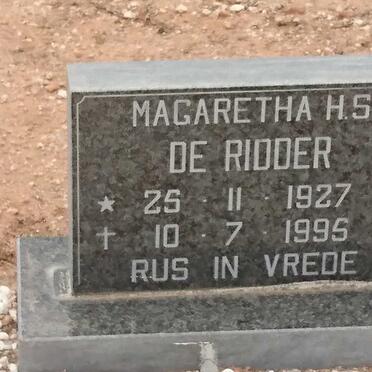 RIDDER Magaretha H.S., de 1927-1995