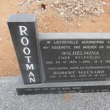ROOTMAN Robert Maynard 1921-2017 &amp; Wilhelmina BYLEVELD 1924-1999