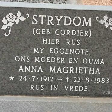 STRYDOM Anna Magrietha nee CORDIER 1912-1983