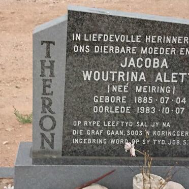 THERON Jacoba Woutrina Aletta nee MEIRING 1885-1983