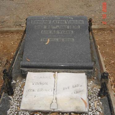 VINSON Edward Eaton -1930 &amp; BRINK Johanna ??-??