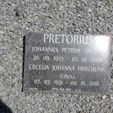 PRETORIUS Johannes Petrus 1925-2006 &amp; Cecelia Johanna Herculina 1931-2018