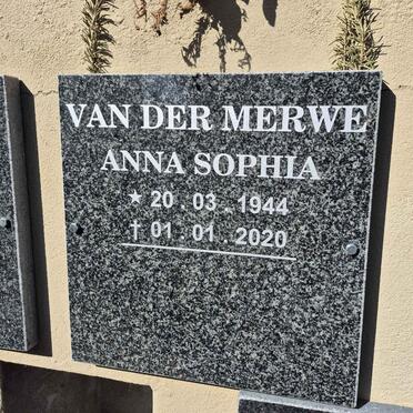 MERWE Anna Sophia, van der 1944-2020