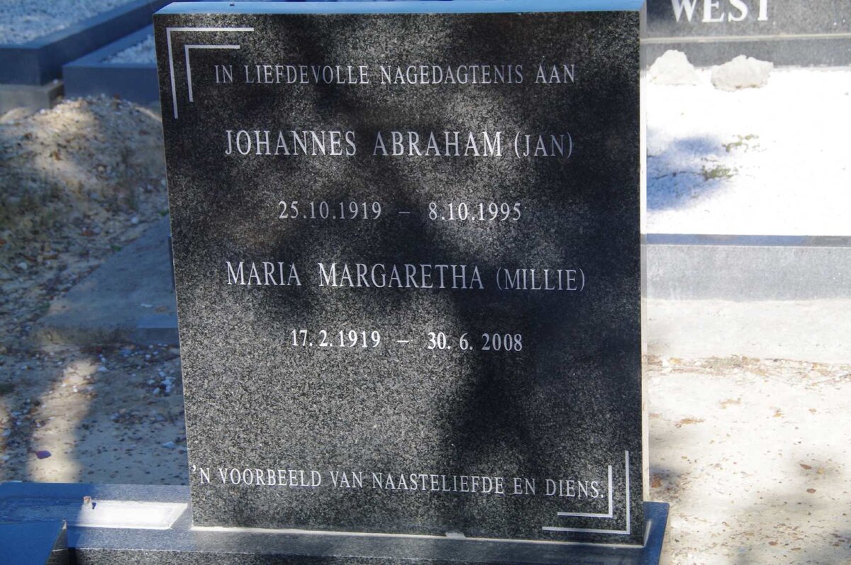 ? Johannes Abraham 1919-1995 &amp; Maria Margaretha 1919-2008