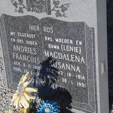 ? Andries Francois 1910-1980 &amp; Magdalena Susanna 1914-1991