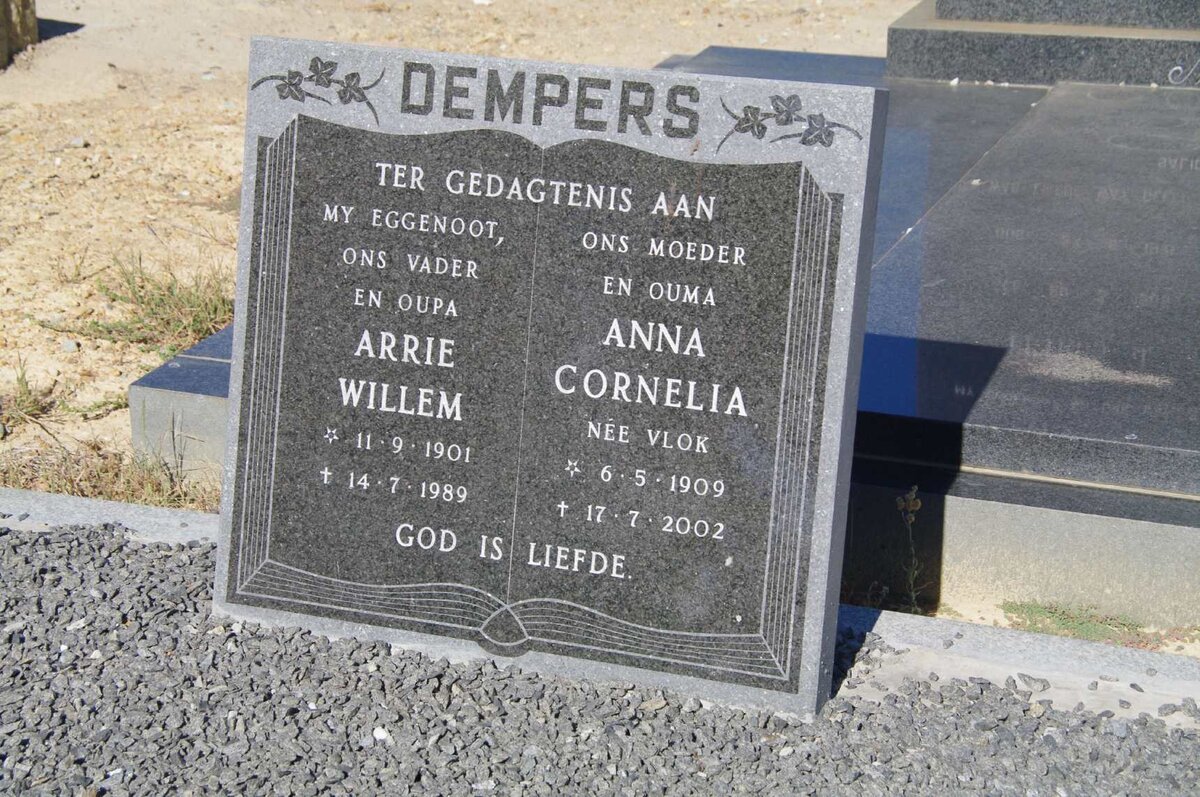 DEMPERS Arrie Willem 1901-1989 &amp; Anna Cornelia VLOK 1909-2002