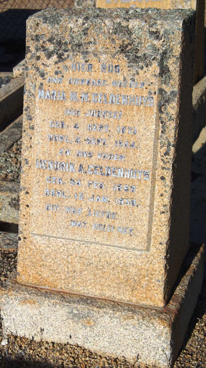 GELDENHUYS Hendrik A. 18??-1950 &amp; Maria M.M. nee ? 