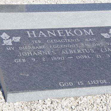 HANEKOM Johannes Albertus 1890-1976