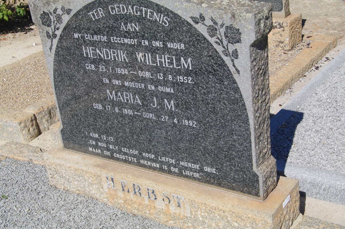 HERBST Hendrik Wilhelm 1894-1952 &amp; Maria J.M. 1901-1992