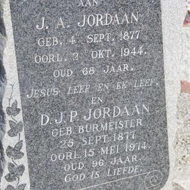 JORDAAN J.A. 1877-1944 &amp; D.J.P. BURMEISTER 1877-1974