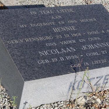KOTZE Nicolaas Johannes 1898-1983 &amp; Hennie van RENSBURG 1901-1970