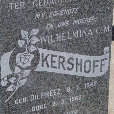KERSHOFF Wilhelmina C.M. nee du PREEZ 1942-1969