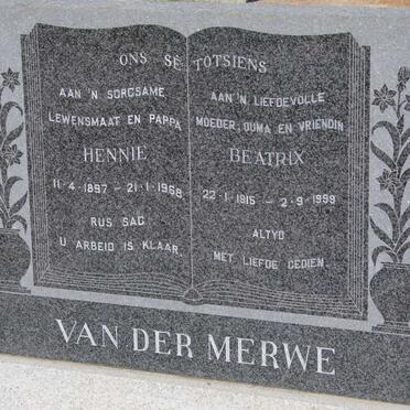 MERWE Hennie, van der 1897-1968 &amp; Beatrix 1915-1999