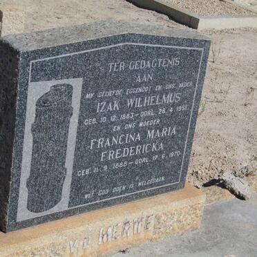 MERWE Izak Wilhelmus, van der 1883-1951 &amp; Francina Maria Fredericka 1888-1970