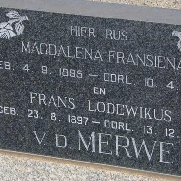 MERWE Frans Lodewikus, v.d. 1897-1975 &amp; Magdalena Fransiena 1895-1973