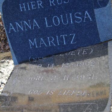 MARITZ Anna Louisa nee CLOETE 1902-1951