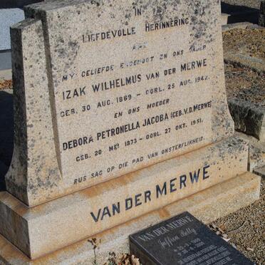 MERWE Izak Wilhelmus, van der 1869-1942 &amp; Debora Petronella Jacoba van der MERWE 1873-1951 :: van der MERWE Bettie 1909-2000