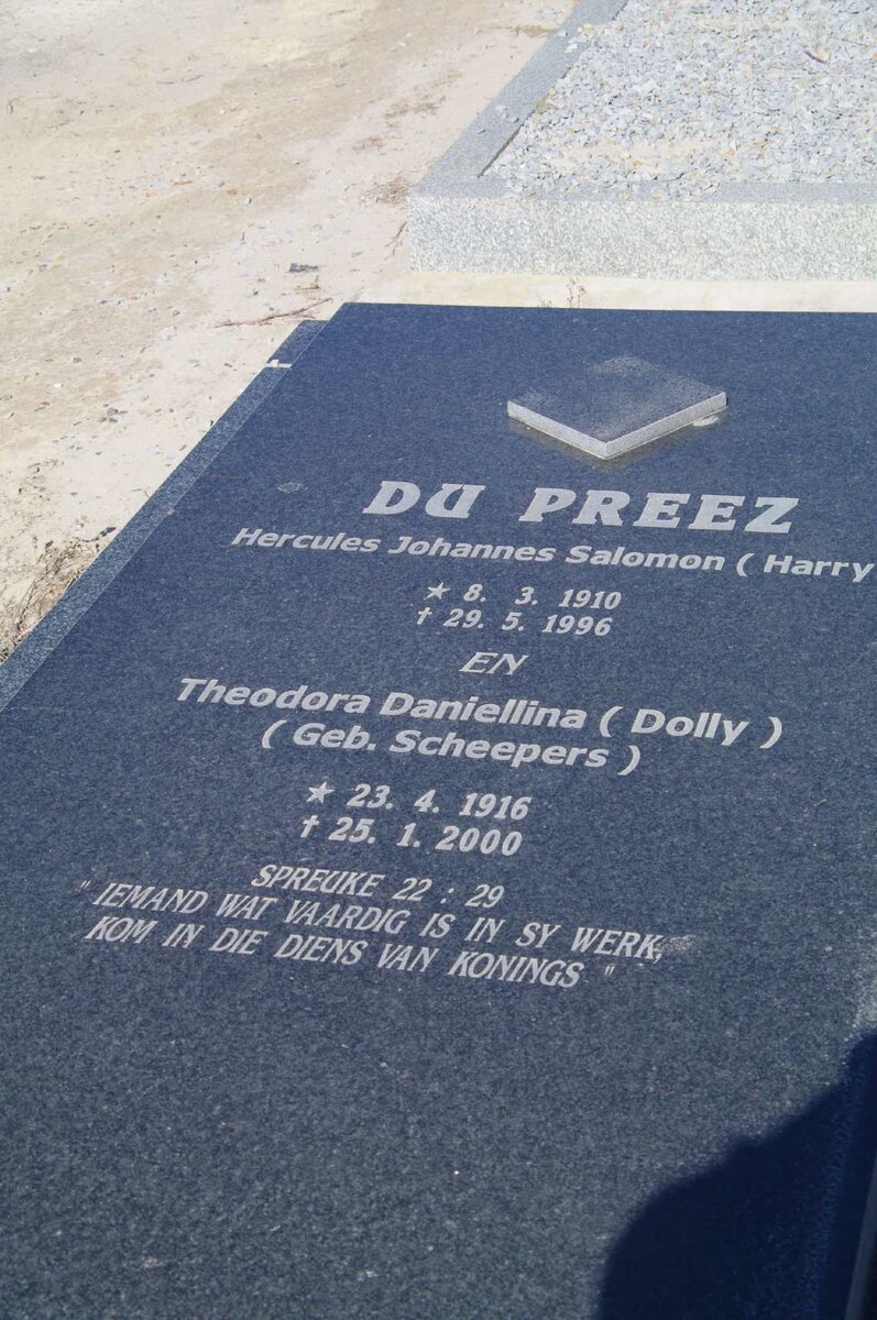 PREEZ Hercules Johannes Salmon, du 1910-1996 &amp; Theodora Daniellina SCHEEPERS 1916-2000 