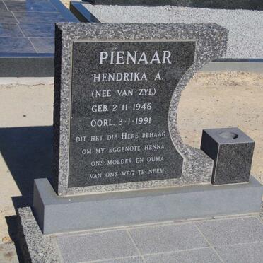 PIENAAR Hendrika A. nee van ZYL 1946-1991