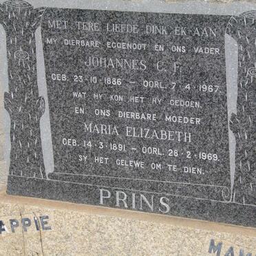 PRINS Johannes C.F. 1886-1967 &amp; Maria Elizabeth 1891-1969
