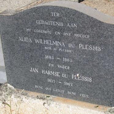 PLESSIS Jan Harmse, du 1877-1967 &amp; Alida Wilhelmina  du PLESSIS 1883-1963