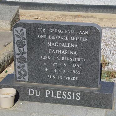 PLESSIS Magdalena Catharina, du nee J.v. RENSBURG 1893-1985