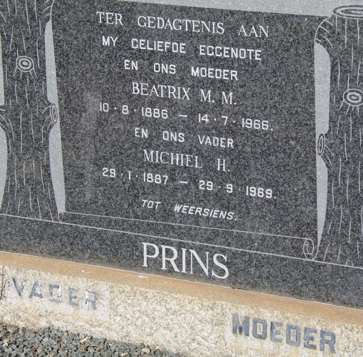 PRINS Michiel H. 1887-1969 &amp; Beatrix M.M. 1886-1966