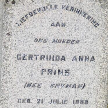 PRINS Gertruida Anna nee SNYMAN 1888-1941