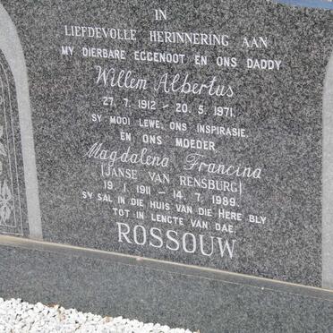 ROSSOUW Willem Albertus 1912-1971 &amp; Magdalena Francina Janse van RENSBURG 1911-1989