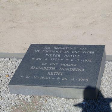 RETIEF Pieter 1901-1976 &amp; Elizabeth Hendrina 1900-1985