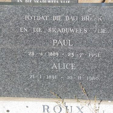 ROUX Paul 1889-1951 &amp; Alice 1891-1980