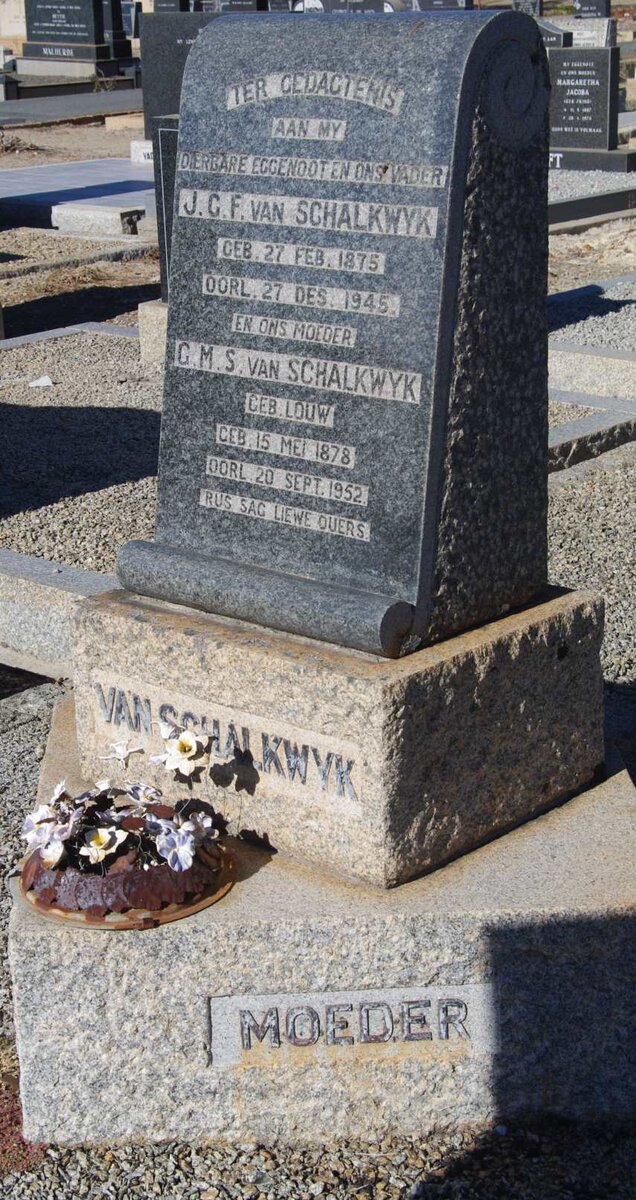 SCHALKWYK J.G.F., van 1875-1945 &amp; G.M.S. LOUW 1878-1952