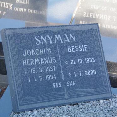 SNYMAN Joachim Hermanus 1937-1994 &amp; Bessie 1933-2008