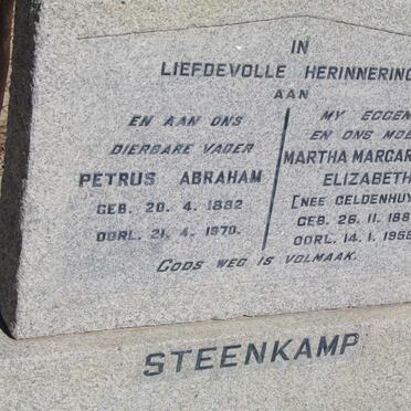 STEENKAMP Petrus Abraham 1882-1970 &amp; Martha Margarietha Elizabeth GELDENHUYS 1887-1958