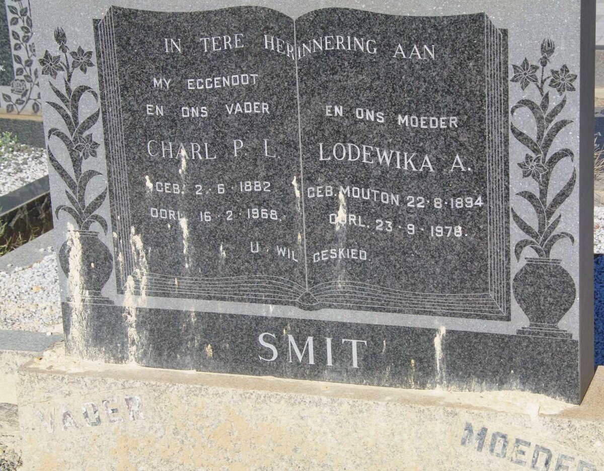 SMIT Charl P.L. 1882-1968 &amp; Lodewika A. MOUTON 1894-1978