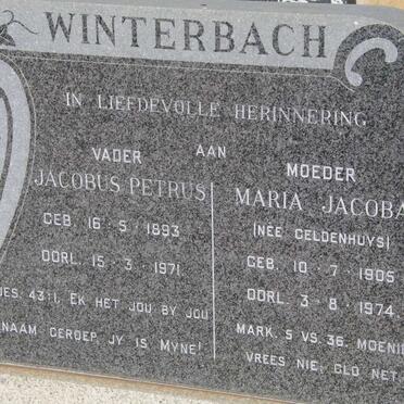 WINTERBACH Jacobus Petrus 1893-1971 &amp; Maria Jacoba GELDENHUYS 1905-1974
