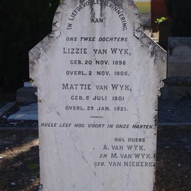 WYK Lizzie, van 1898-1905 :: VAN WYK Mattie 1901-1921