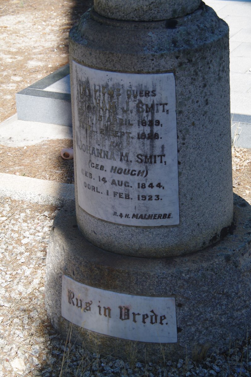 SMIT Abraham J. 1839-1928 &amp; Johanna M. HOUGH 1844-1923