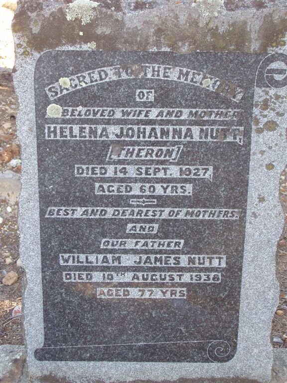 NUTT William James -1938 &amp; Helena Johanna THERON - 1927
