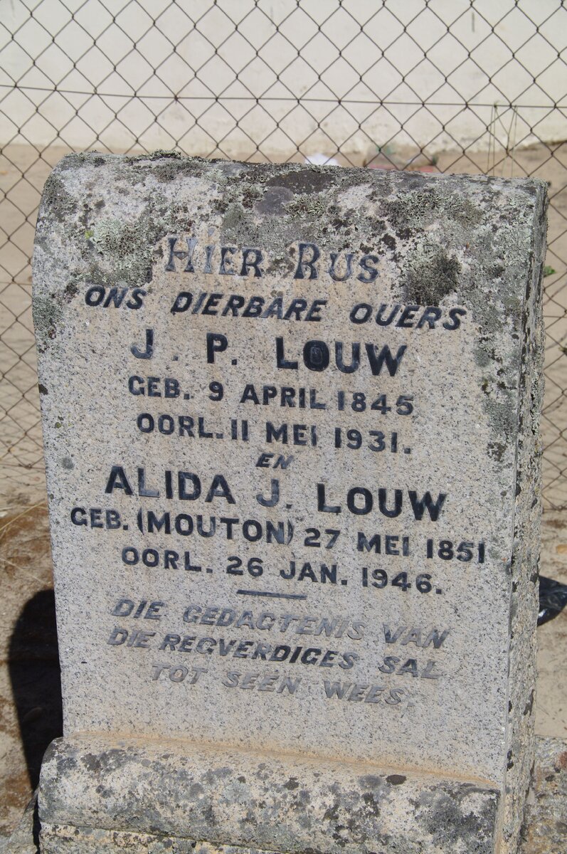 LOUW J.P. 1845-1931 &amp; Alida J. MOUTON 1851-1946