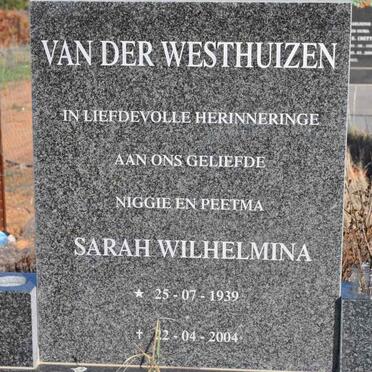WESTHUIZEN Sarah Wilhelmina, van der 1939-2004